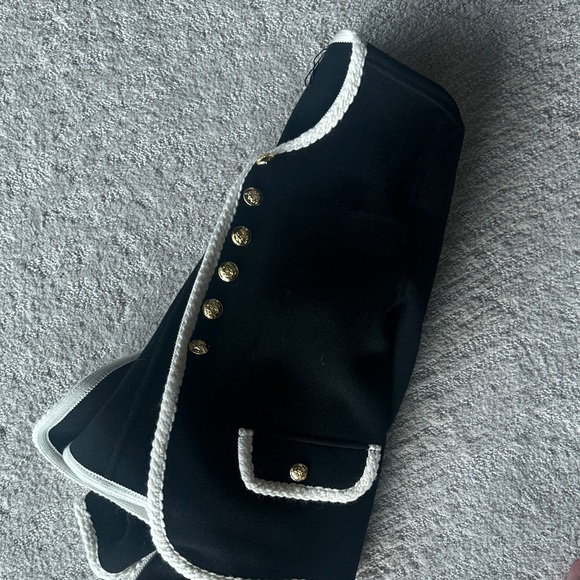 Chanel Black Blazer with Gold Buttons and White Trim - Picture 7 of 7